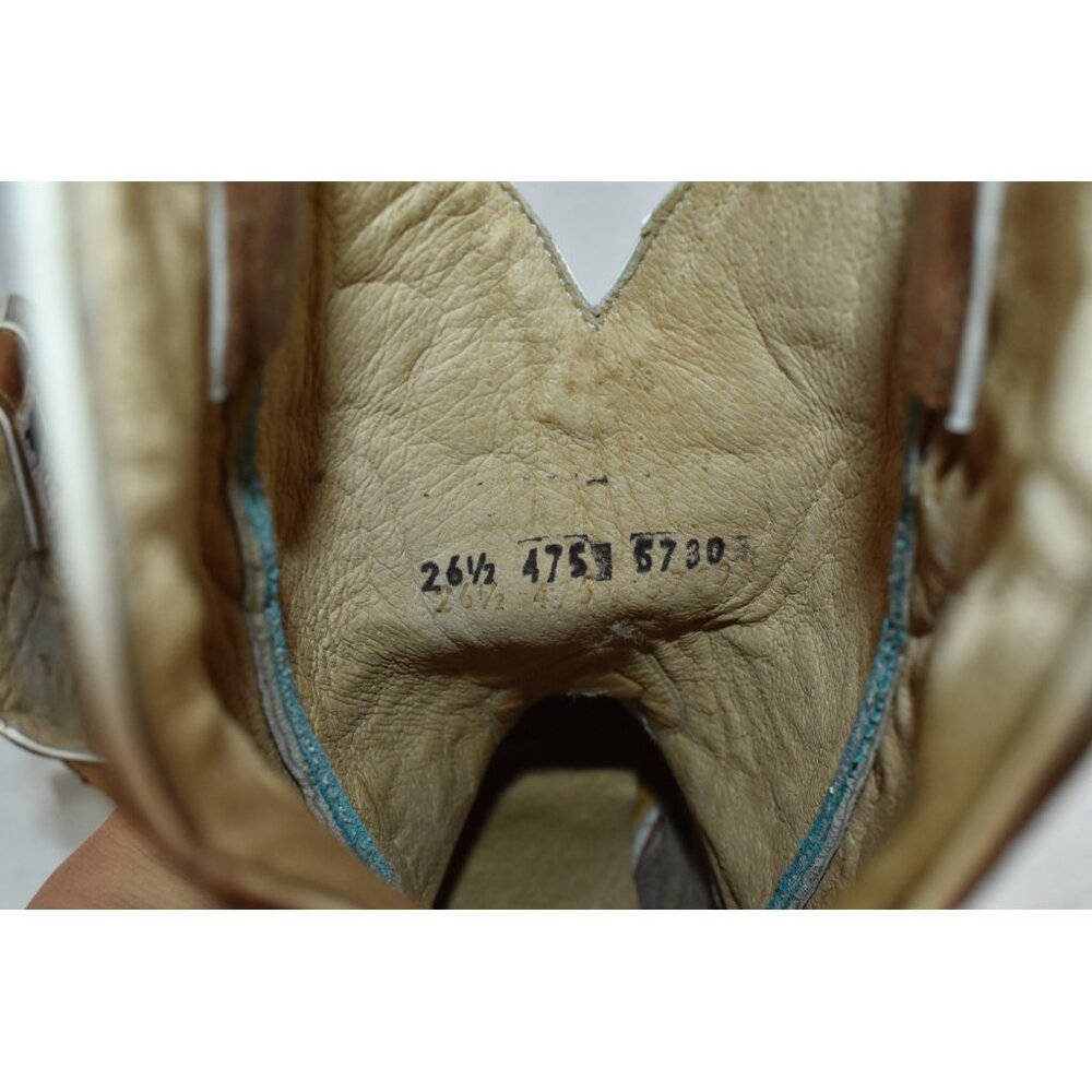 🌹Big Bull Boots Mens Size 8.5 Brown Leather Western Cowboy SquareToe Mexico 26.5 - Picture 11 of 14